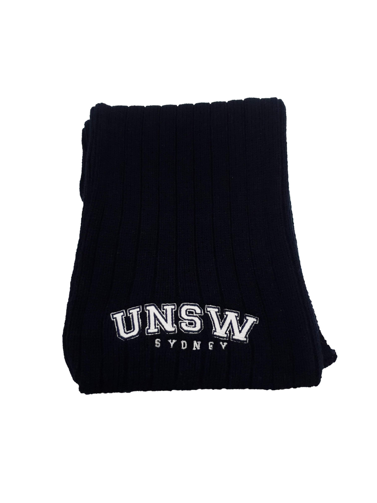 UNSW Cable Knit Scarf - Navy & White